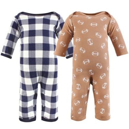 Hudson Baby Infant Boy Thermal Coveralls 2pk, Football, 6-9 Months