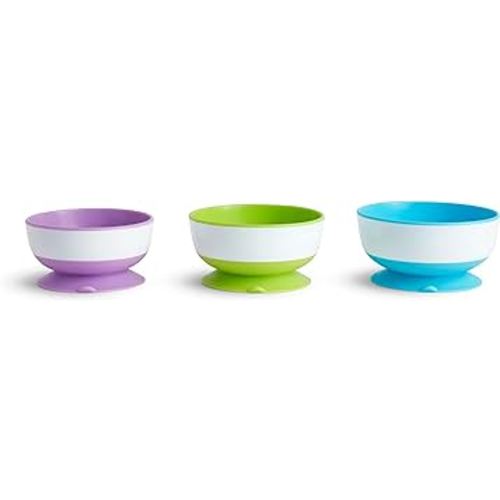 Munchkin® Stay Put™ Suction Bowls for Babies and Toddlers, 3 Pack, Blue/Green/Purple