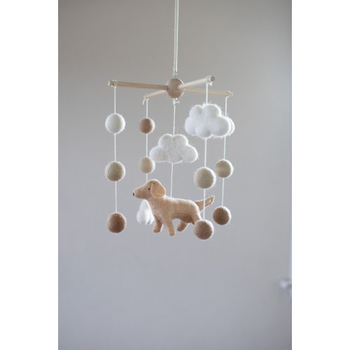 Golden retriever and clouds baby mobile