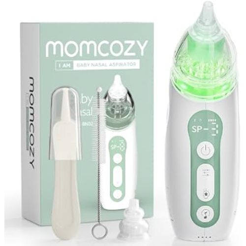 Momcozy Baby Nasal Aspirator, 3 Suction Levels Electric Nasal Aspirator for Baby, Newborn and Toddler, Portable Baby Nose Aspirator with Light Soothing and Music