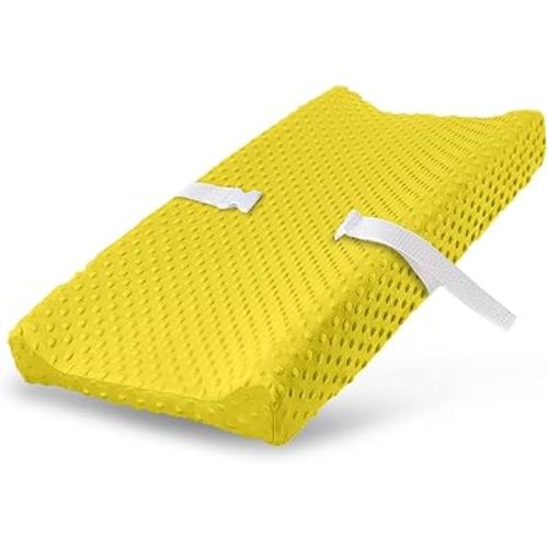 Changing Pad Cover - Breathable Minky Dots Plush Changing Table Cover Ultra Soft Changing Table Sheets Wipeable Diaper Changing Pad Covers for Newborns Infant Babies Girls Boys (Yellow)