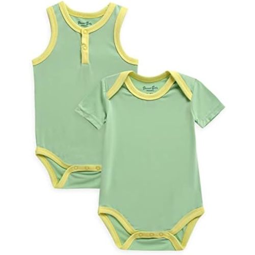 VAENAIT BABY Bamboo 2-Pack short and sleeveless Tanktop Jumpsuit Bodysuit set for newborn Infant toddler Boy Girl - 0-3 Months - A07-milkcoral