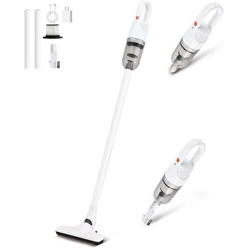 Cordless Vacuum Cleaner, 2-in-1 Lightweight Stick Vacuum w/100W Powerful Motor & Led Display, Portable Handheld Vacuum for Home Hard Floor Carpet Pet Hair (with Plug)