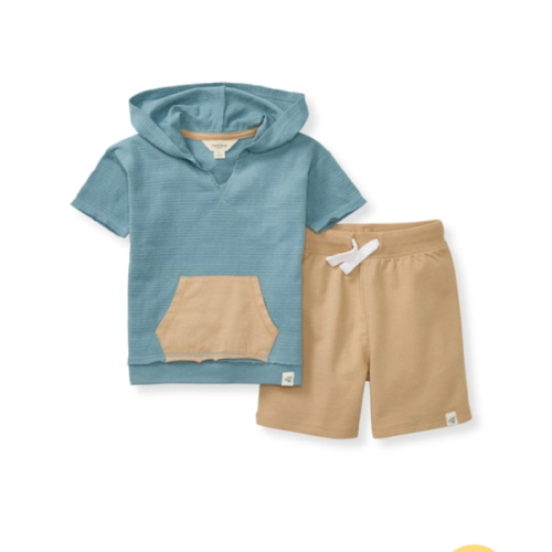 Organic Dotted Jacquard Baby Boy Sweatshirt & Shorts Set