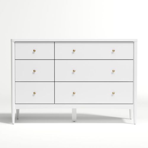 Hampshire White Wood 6-Drawer Kids Dresser
