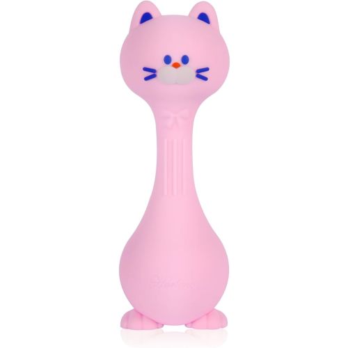 Baby Rattle Teething Toys Cat Silicone Teether Rattles for Baby 0-12 Months Food Grade Silicone (Pink)