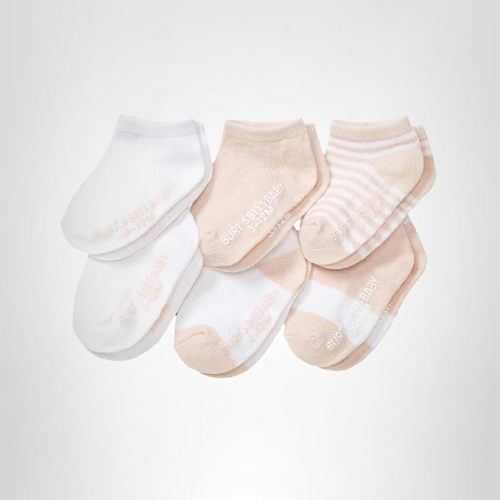 Burt’s Bees Baby Baby Girls' Ankle Socks with Non-Slip Grips, Organic Soft Cotton Toddler Socks Baby Essential, 6-Pack
