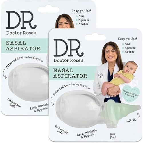 Dr. Rose's Nasal Aspirator for Baby | Pediatrician Patented Dual-Suction Snot Sucker for Baby - 2 Pack