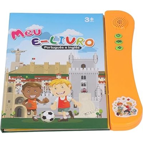 Portuguese English Sound Book, Interactive Sound Book with Alphabet, Numbers, Animals and More for Bilingual Children Learning (Orange)