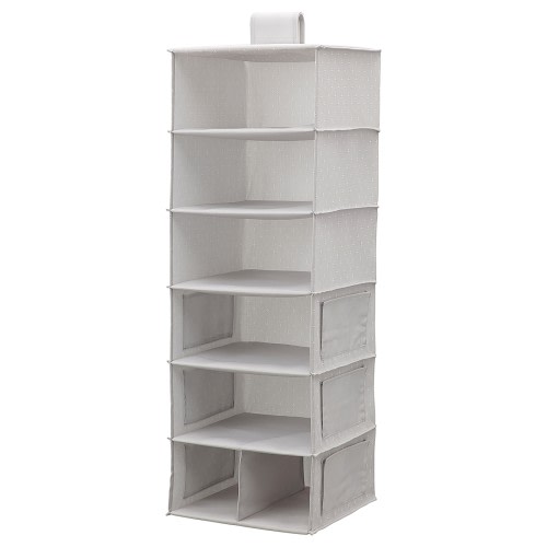 BLÄDDRARE Hanging storage with 7 compartments - gray/patterned 11 ¾x11 ¾x35 ½ "