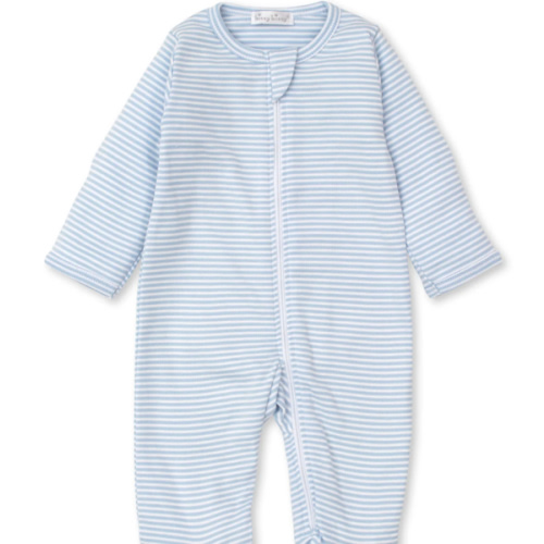 Classic Rib Blue Stripe Zip Footie