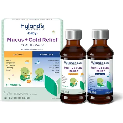 Hyland's Baby Mucus and Cold Relief, Day and Night Value Pack, Infant And Baby Cold Medicine, Decongestant And Cough Relief, 8 Fl Oz