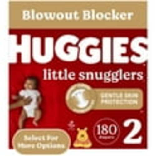 Huggies Little Snugglers Diapers, Size 2 (12-18 lbs), 180 Ct, Leak-Free, Sensitive Skin
