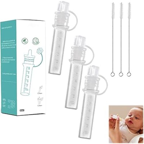 3PCS Colostrum Collector Kit 6ml, Leakproof, Reusable Breast Milk Collector, Heat & Freezer Resistant, Bpa-Free with 3PCS Cleaning Brush