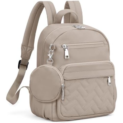 SYTRAH Mini Backpack for Women Small Backpack Purse, Anti Theft Backpack Waterproof Lightweight Puffer Back packs for Travel, Work with Coin Purse Khaki
