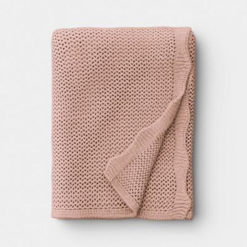 Knit Throw with Scalloped Edge Pink - Threshold™