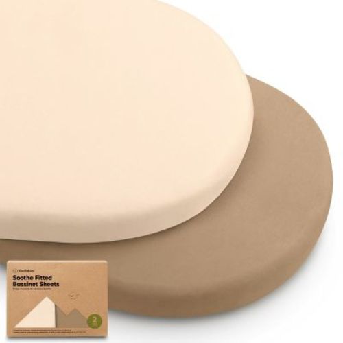 Keababies Organic Bassinet Sheet For Baby Girls, Boys, 2-pack Soothe Bassinet Fitted Sheets, Bedside Bassinet Mattress Sheet (pecan)
