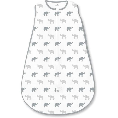 Amazing Baby Cotton Sleeping Sack, Wearable Blanket with 2-way Zipper, Sterling Tiny Elephants, Medium (6-12 mo)