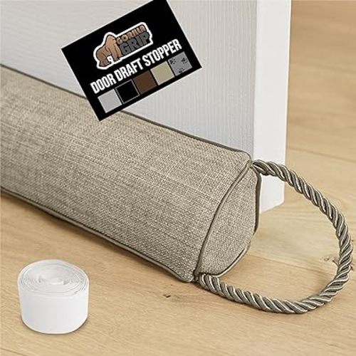 GORILLA GRIP Door Draft Stopper for Bottom of Doors, Cold Air Insulation Sweep, Weather Stripping Seal Noise, Soundproofing, Warmth Sealer, Easy Install Gap Filler, Home Essentials, 32 Inch, Beige