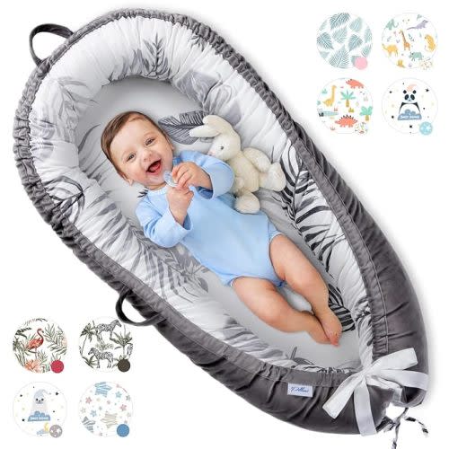 Baby Lounger for Newborn Cover - Newborn Lounger for 0-12 Months, Breathable & Portable Infant Lounger - Adjustable Cotton Soft Baby Floor Seat for Travel, Newborn Essentials - Baby Snuggle - Leavess