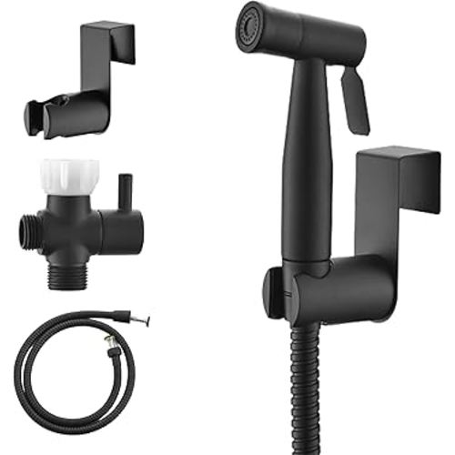 Purrfectzone Black Bidet Sprayer for Toilet, Handheld Bidet Sprayer Kit, Easy-to-Install Toilet Bidet Sprayer Set, Hand Held Stainless Steel Bidet with Adjustable Flow, Cloth Diaper Sprayer