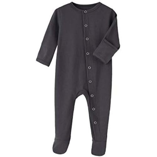 Teach Leanbh Baby Boys Girls Footed Pajamas with Mittens Cotton Long Sleeve Snap-up Romper Jumpsuit Sleep and Play