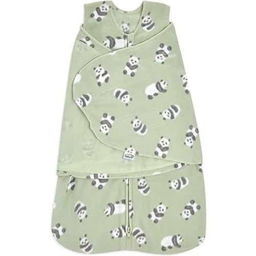 HALO Micro-Fleece Sleepsack Swaddle, 3-Way Adjustable Wearable Blanket, TOG 3.0, Cozy Pandas, Small, 3-6 Months