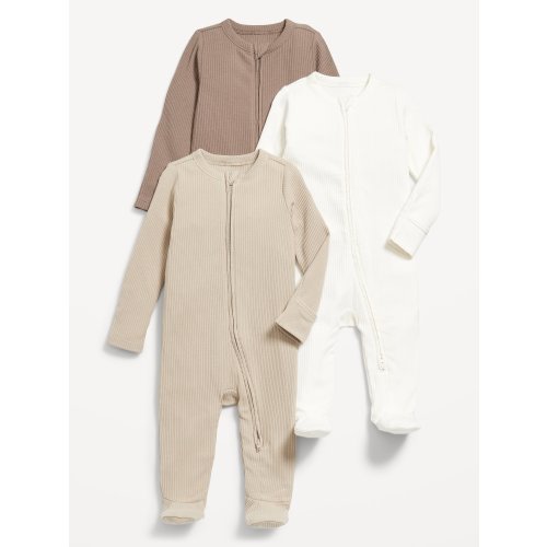 Unisex 2-Way-Zip Sleep & Play Footed One-Piece 3-Pack for Baby - 3-6mo