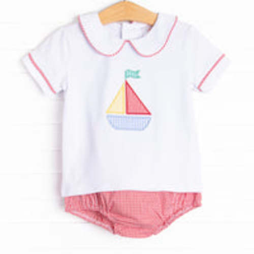 Blue Sky Breeze Applique Diaper Set, Red – Stitchy Fish