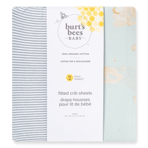 Good Night Sky Organic Cotton Crib Sheets Set of 2 - Ice Flow