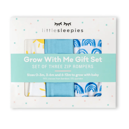 Blue Rainbows, Sky Blue & Sunshine Zippy Grow With Me Gift Box - Little Sleepies