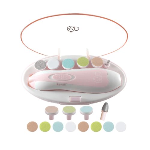 Baby Nail Clippers 20 in 1 by Royal Angels | Safe Electric Baby Nail Trimmer, Baby Nail File Kit, Additional Replacement Heads, Newborn Toddler Toes and Fingernails, Trim and Polish (Pink)