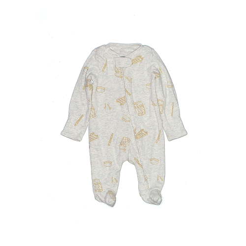 Carter's Print Ivory Long Sleeve Onesie Size Newborn