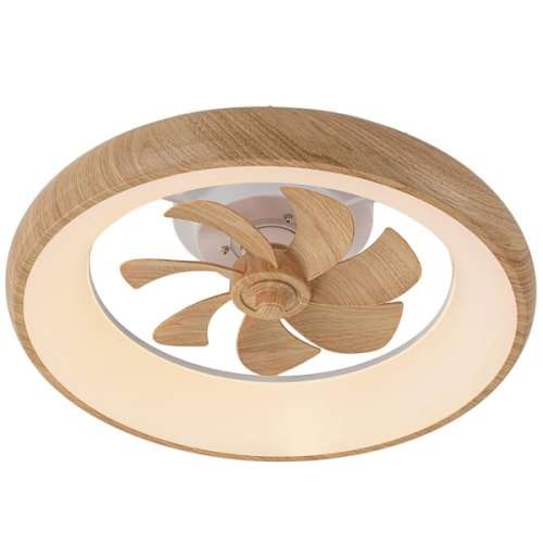 20 in. Dimmable Integrated LED RGB Smart Indoor Woodgrain Low Profile Ceiling Fan with Light, Voice/App/Remote Control