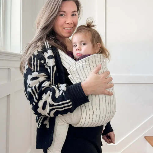 Lark Baby Carrier in Striped Black | Comfortable & Stylish Support