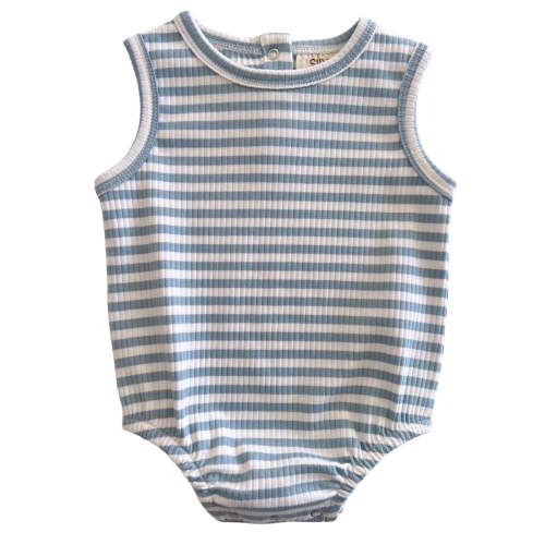 Dusty Blue Stripe / Organic Ribbed Dune Bubble