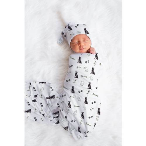Black Lab Baby Swaddle Blanket Yellow Labrador Swaddle With Name Custom Dog Baby Boy Name Blanket Chocolate Lab Baby Clothes Coming Home