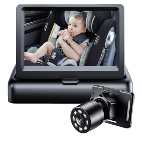 Itomoro Baby Car Mirror, View Infant in Rear Facing Seat with Wide Crystal Clear View,360° Rotation Plug and Play Easy Install baby car monitor 1080p