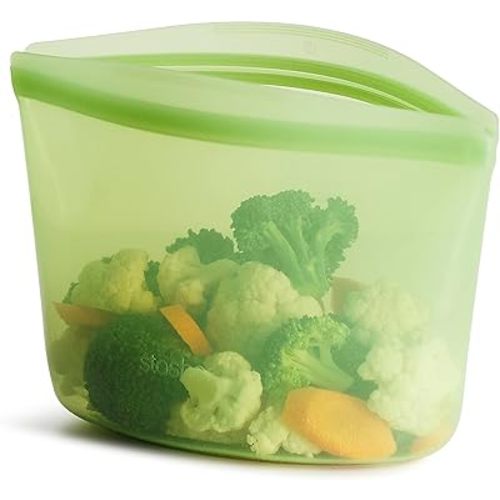 Stasher Premium Silicone Reusable Food Storage Bag, Green | Microwave, Sous Vide, Dishwasher, Oven and Freezer Safe | BPA Free, Leak-free, Eco-friendly, 4-Cup Bowl