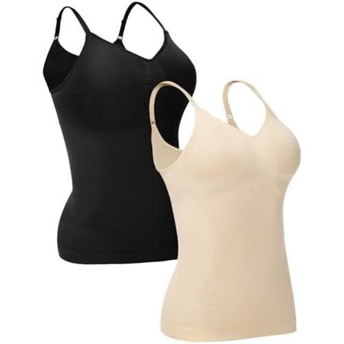 Compression Tank Tops for Women, High Shaping Scoop & V-Neck Cami, Shapewear Tummy Control Camisole