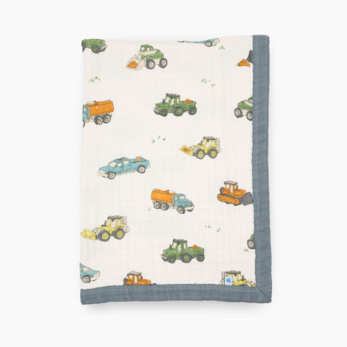 Little Unicorn Cotton Muslin Baby Receiving Quilt - Work Trucks