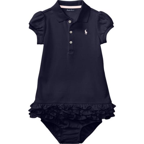Cupcake Cotton Ruffled Polo Dress & Bloomers Set, 6M