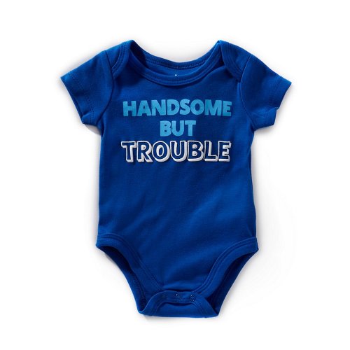 Baby Starters Baby Boys 3-12 Months Short Sleeve Handsome But Trouble Bodysuit