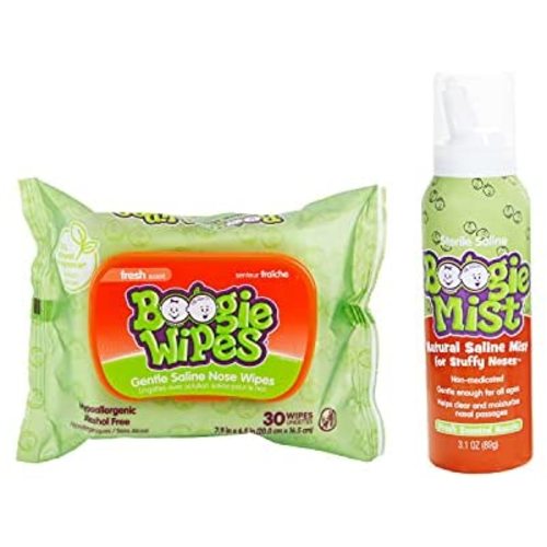 Baby Wipes & Saline Nasal Spray Bundle by Boogie Wipes, Fresh Scent, 1 Pack of 30 (30 Total Wipes), 3.1 oz(1 Saline Nasal Spray)