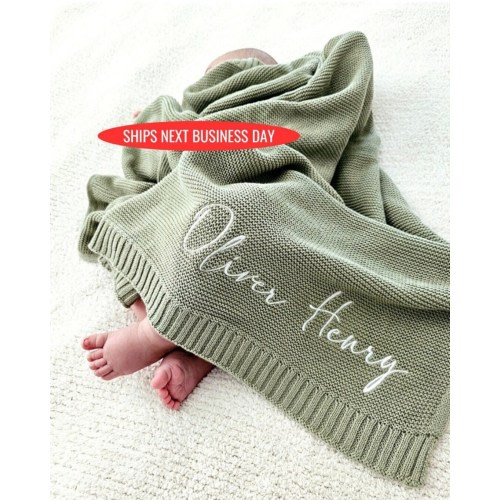 Baby Blanket, Baby gift, Newborn gift, Personalized Name, Stroller Blanket, Newborn Baby Gift, Soft Breathable Cotton Knit, baby shower Gift