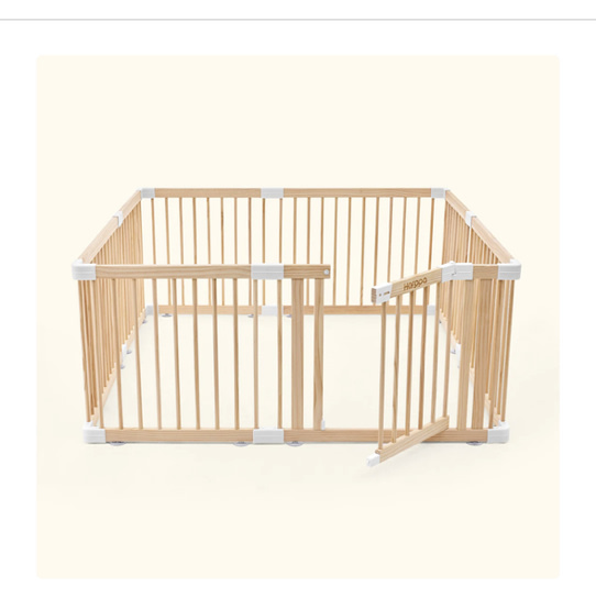 HARPPA Grovi Wooden Baby Gate Playpen | Non-Toxic Foldable DIY Adjustable Play Yard for Infants & Toddlers – Natural Finish Baby Fence for Small & Large Spaces
