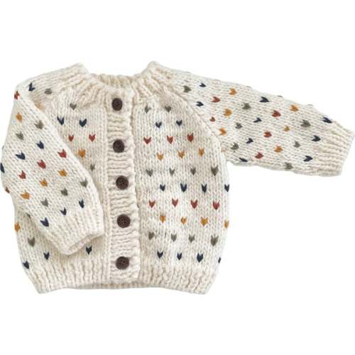 Sawyer Knit Tiny Hearts Retro Cardigan, Cream & Multicolors - The Blueberry Hill | Maisonette