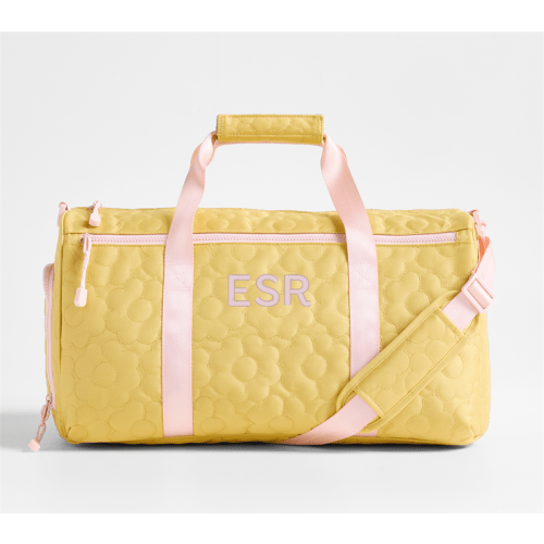 Personalized Dreamer Quilted Yellow Flower Kids Duffel Bag