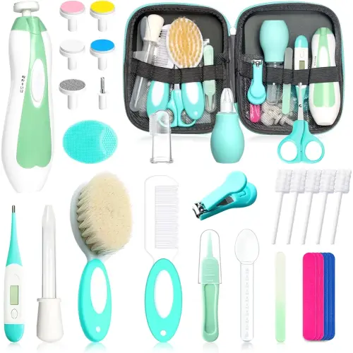 Baby Healthcare and Grooming Kit for Newborn Kids, 31PCS Upgraded Safety Baby Care Kit, Newborn Nursery Health Care Set, Baby Care Products (Green)