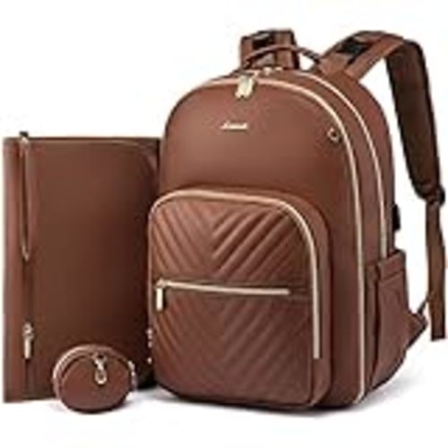 BabbleRoo Leather Diaper Bag Backpack - Unisex, Light Brown : Baby